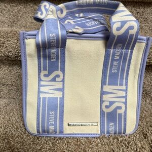 Steve Madden Women’s Cream and Lavender Canvas Crossbody Bag